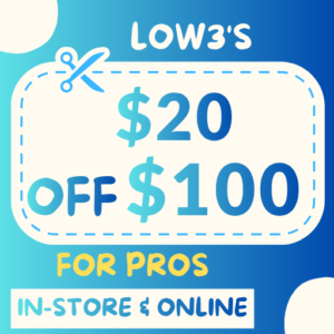 Lowes $20 Off $100 For Pros Online