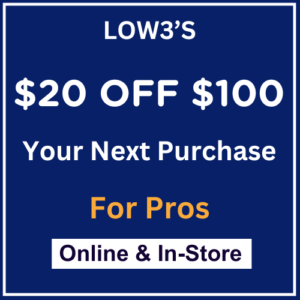 Lowes $20 Off $100 For Pros In-Store or Online