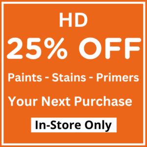 Home Depot 25% Off paints In-Store Only